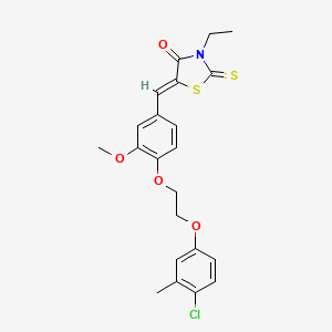 molecular formula C22H22ClNO4S2 B5176661 5-{4-[2-(4-chloro-3-methylphenoxy)ethoxy]-3-methoxybenzylidene}-3-ethyl-2-thioxo-1,3-thiazolidin-4-one 