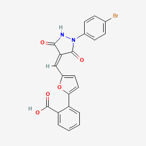 molecular formula C21H13BrN2O5 B5176690 2-(5-{[1-(4-bromophenyl)-3,5-dioxo-4-pyrazolidinylidene]methyl}-2-furyl)benzoic acid 