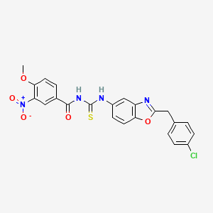 molecular formula C23H17ClN4O5S B5176737 N-({[2-(4-chlorobenzyl)-1,3-benzoxazol-5-yl]amino}carbonothioyl)-4-methoxy-3-nitrobenzamide 