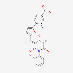 molecular formula C23H15FN2O6 B5176806 4-(5-{[1-(2-fluorophenyl)-2,4,6-trioxotetrahydro-5(2H)-pyrimidinylidene]methyl}-2-furyl)-3-methylbenzoic acid 