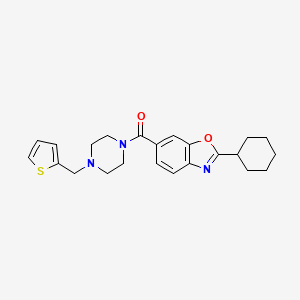 molecular formula C23H27N3O2S B5176856 2-cyclohexyl-6-{[4-(2-thienylmethyl)-1-piperazinyl]carbonyl}-1,3-benzoxazole 