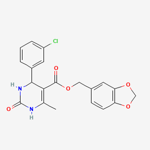 molecular formula C20H17ClN2O5 B5176887 1,3-benzodioxol-5-ylmethyl 4-(3-chlorophenyl)-6-methyl-2-oxo-1,2,3,4-tetrahydro-5-pyrimidinecarboxylate 