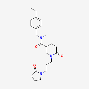 molecular formula C23H33N3O3 B5176904 N-(4-ethylbenzyl)-N-methyl-6-oxo-1-[3-(2-oxo-1-pyrrolidinyl)propyl]-3-piperidinecarboxamide 