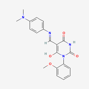 molecular formula C20H20N4O4 B5176973 5-({[4-(dimethylamino)phenyl]amino}methylene)-1-(2-methoxyphenyl)-2,4,6(1H,3H,5H)-pyrimidinetrione 