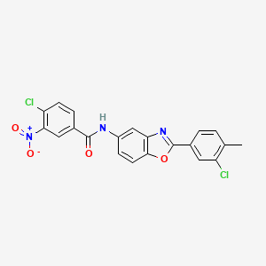 4-chloro-N-[2-(3-chloro-4-methylphenyl)-1,3-benzoxazol-5-yl]-3-nitrobenzamide