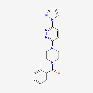molecular formula C19H20N6O B5176995 3-[4-(2-methylbenzoyl)-1-piperazinyl]-6-(1H-pyrazol-1-yl)pyridazine 