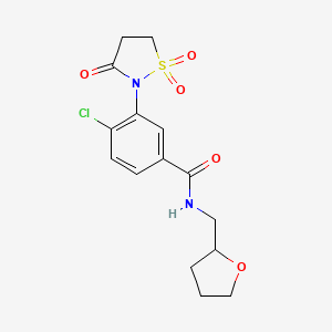 molecular formula C15H17ClN2O5S B5177005 4-chloro-3-(1,1-dioxido-3-oxo-2-isothiazolidinyl)-N-(tetrahydro-2-furanylmethyl)benzamide 
