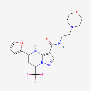 molecular formula C18H22F3N5O3 B5177013 5-(2-furyl)-N-[2-(4-morpholinyl)ethyl]-7-(trifluoromethyl)-4,5,6,7-tetrahydropyrazolo[1,5-a]pyrimidine-3-carboxamide 