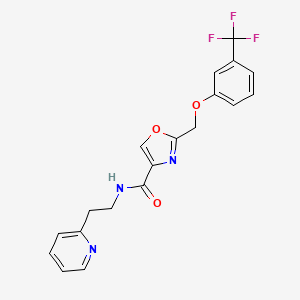 molecular formula C19H16F3N3O3 B5177020 N-[2-(2-pyridinyl)ethyl]-2-{[3-(trifluoromethyl)phenoxy]methyl}-1,3-oxazole-4-carboxamide 