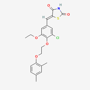 molecular formula C22H22ClNO5S B5177054 5-{3-chloro-4-[2-(2,4-dimethylphenoxy)ethoxy]-5-ethoxybenzylidene}-1,3-thiazolidine-2,4-dione 