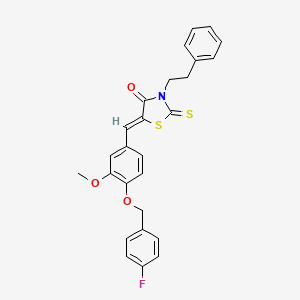 molecular formula C26H22FNO3S2 B5177063 5-{4-[(4-fluorobenzyl)oxy]-3-methoxybenzylidene}-3-(2-phenylethyl)-2-thioxo-1,3-thiazolidin-4-one 