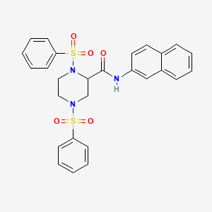 molecular formula C27H25N3O5S2 B5177119 N-2-naphthyl-1,4-bis(phenylsulfonyl)-2-piperazinecarboxamide 