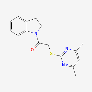 molecular formula C16H17N3OS B5177122 1-{[(4,6-dimethyl-2-pyrimidinyl)thio]acetyl}indoline 