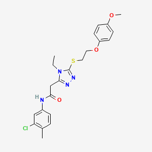 molecular formula C22H25ClN4O3S B5177158 N-(3-chloro-4-methylphenyl)-2-(4-ethyl-5-{[2-(4-methoxyphenoxy)ethyl]thio}-4H-1,2,4-triazol-3-yl)acetamide 