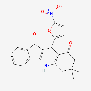 molecular formula C22H18N2O5 B5177174 7,7-dimethyl-10-(5-nitro-2-furyl)-6,7,8,10-tetrahydro-5H-indeno[1,2-b]quinoline-9,11-dione 
