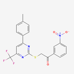 molecular formula C20H14F3N3O3S B5177239 2-{[4-(4-methylphenyl)-6-(trifluoromethyl)-2-pyrimidinyl]thio}-1-(3-nitrophenyl)ethanone 
