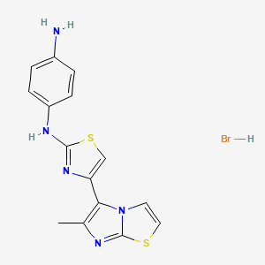 molecular formula C15H14BrN5S2 B5177267 N-[4-(6-methylimidazo[2,1-b][1,3]thiazol-5-yl)-1,3-thiazol-2-yl]-1,4-benzenediamine hydrobromide 
