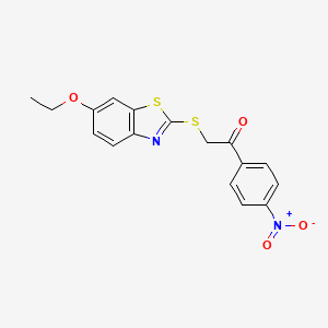 molecular formula C17H14N2O4S2 B5177356 2-[(6-ETHOXY-1,3-BENZOTHIAZOL-2-YL)SULFANYL]-1-(4-NITROPHENYL)ETHAN-1-ONE 