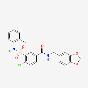N-(1,3-benzodioxol-5-ylmethyl)-4-chloro-3-{[(2,4-dimethylphenyl)amino]sulfonyl}benzamide