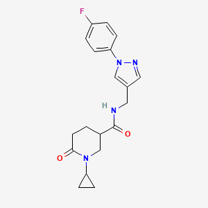 molecular formula C19H21FN4O2 B5177447 1-cyclopropyl-N-{[1-(4-fluorophenyl)-1H-pyrazol-4-yl]methyl}-6-oxo-3-piperidinecarboxamide 