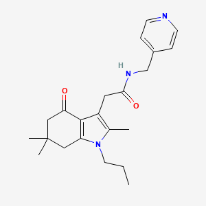 molecular formula C22H29N3O2 B5177452 N-(4-pyridinylmethyl)-2-(2,6,6-trimethyl-4-oxo-1-propyl-4,5,6,7-tetrahydro-1H-indol-3-yl)acetamide 