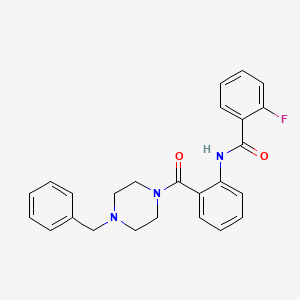 molecular formula C25H24FN3O2 B5177476 N-{2-[(4-benzyl-1-piperazinyl)carbonyl]phenyl}-2-fluorobenzamide 
