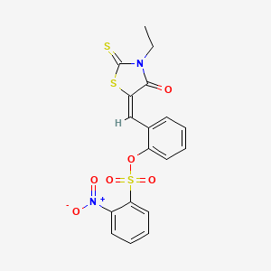 molecular formula C18H14N2O6S3 B5177481 2-[(3-ethyl-4-oxo-2-thioxo-1,3-thiazolidin-5-ylidene)methyl]phenyl 2-nitrobenzenesulfonate 