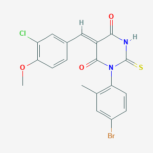 molecular formula C19H14BrClN2O3S B5177500 (5Z)-1-(4-bromo-2-methylphenyl)-5-(3-chloro-4-methoxybenzylidene)-2-thioxodihydropyrimidine-4,6(1H,5H)-dione 