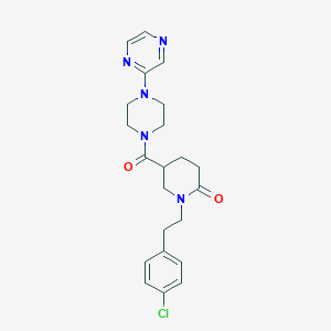 molecular formula C22H26ClN5O2 B5177517 1-[2-(4-chlorophenyl)ethyl]-5-{[4-(2-pyrazinyl)-1-piperazinyl]carbonyl}-2-piperidinone 