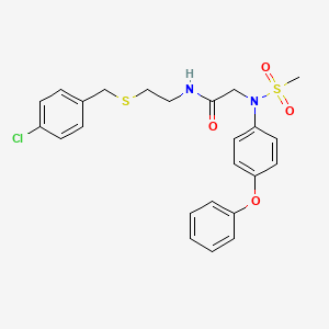 molecular formula C24H25ClN2O4S2 B5177519 N~1~-{2-[(4-chlorobenzyl)thio]ethyl}-N~2~-(methylsulfonyl)-N~2~-(4-phenoxyphenyl)glycinamide 