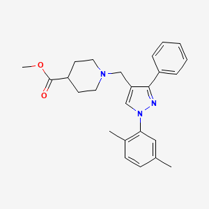 molecular formula C25H29N3O2 B5177532 methyl 1-{[1-(2,5-dimethylphenyl)-3-phenyl-1H-pyrazol-4-yl]methyl}-4-piperidinecarboxylate 