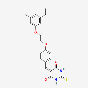 molecular formula C22H22N2O4S B5177539 5-{4-[2-(3-ethyl-5-methylphenoxy)ethoxy]benzylidene}-2-thioxodihydro-4,6(1H,5H)-pyrimidinedione 