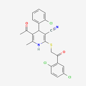 molecular formula C23H17Cl3N2O2S B5177562 5-acetyl-4-(2-chlorophenyl)-2-{[2-(2,5-dichlorophenyl)-2-oxoethyl]thio}-6-methyl-1,4-dihydro-3-pyridinecarbonitrile 