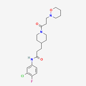 N-(3-chloro-4-fluorophenyl)-3-{1-[3-(1,2-oxazinan-2-yl)propanoyl]-4-piperidinyl}propanamide