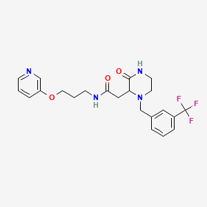 molecular formula C22H25F3N4O3 B5177625 2-{3-oxo-1-[3-(trifluoromethyl)benzyl]-2-piperazinyl}-N-[3-(3-pyridinyloxy)propyl]acetamide 