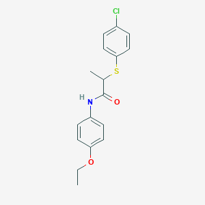 molecular formula C17H18ClNO2S B5177631 2-[(4-chlorophenyl)thio]-N-(4-ethoxyphenyl)propanamide 