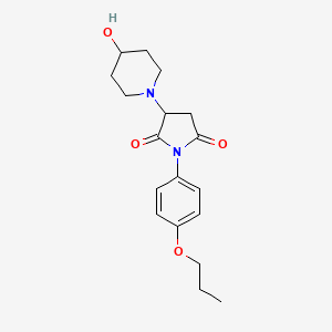molecular formula C18H24N2O4 B5177652 3-(4-hydroxy-1-piperidinyl)-1-(4-propoxyphenyl)-2,5-pyrrolidinedione 