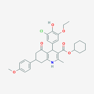 cyclohexyl 4-(3-chloro-5-ethoxy-4-hydroxyphenyl)-7-(4-methoxyphenyl)-2-methyl-5-oxo-1,4,5,6,7,8-hexahydro-3-quinolinecarboxylate