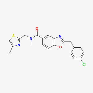 molecular formula C21H18ClN3O2S B5177701 2-(4-chlorobenzyl)-N-methyl-N-[(4-methyl-1,3-thiazol-2-yl)methyl]-1,3-benzoxazole-5-carboxamide 
