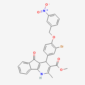 molecular formula C28H21BrN2O6 B5177730 methyl 4-{3-bromo-4-[(3-nitrobenzyl)oxy]phenyl}-2-methyl-5-oxo-4,5-dihydro-1H-indeno[1,2-b]pyridine-3-carboxylate 