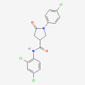 molecular formula C17H13Cl3N2O2 B5177751 1-(4-chlorophenyl)-N-(2,4-dichlorophenyl)-5-oxo-3-pyrrolidinecarboxamide 