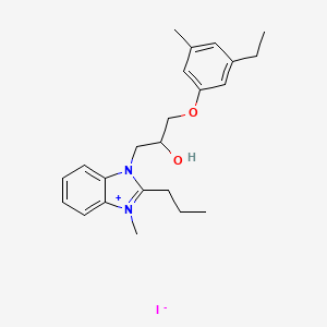 3-[3-(3-ethyl-5-methylphenoxy)-2-hydroxypropyl]-1-methyl-2-propyl-1H-3,1-benzimidazol-3-ium iodide