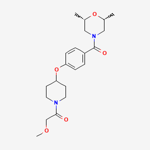 molecular formula C21H30N2O5 B5177809 (2R*,6S*)-4-(4-{[1-(methoxyacetyl)-4-piperidinyl]oxy}benzoyl)-2,6-dimethylmorpholine 