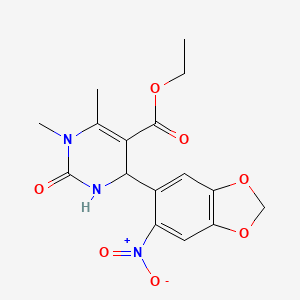 ethyl 1,6-dimethyl-4-(6-nitro-1,3-benzodioxol-5-yl)-2-oxo-1,2,3,4-tetrahydro-5-pyrimidinecarboxylate