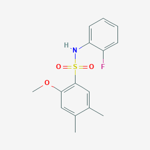 molecular formula C15H16FNO3S B5177888 N-(2-fluorophenyl)-2-methoxy-4,5-dimethylbenzenesulfonamide 