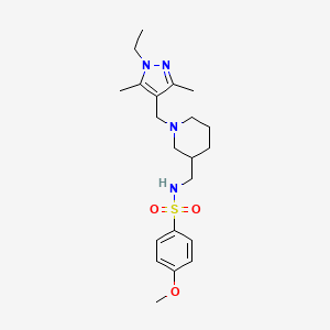 molecular formula C21H32N4O3S B5177938 N-({1-[(1-ethyl-3,5-dimethyl-1H-pyrazol-4-yl)methyl]-3-piperidinyl}methyl)-4-methoxybenzenesulfonamide 