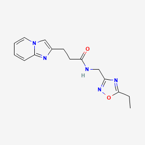 molecular formula C15H17N5O2 B5177948 N-[(5-ethyl-1,2,4-oxadiazol-3-yl)methyl]-3-imidazo[1,2-a]pyridin-2-ylpropanamide trifluoroacetate 