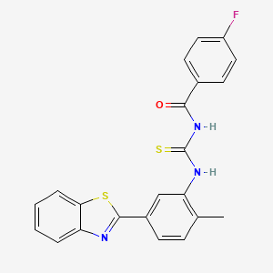 molecular formula C22H16FN3OS2 B5177993 N-({[5-(1,3-benzothiazol-2-yl)-2-methylphenyl]amino}carbonothioyl)-4-fluorobenzamide 