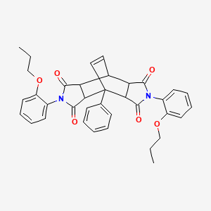 molecular formula C36H34N2O6 B5178009 1-phenyl-4,10-bis(2-propoxyphenyl)-4,10-diazatetracyclo[5.5.2.0~2,6~.0~8,12~]tetradec-13-ene-3,5,9,11-tetrone 