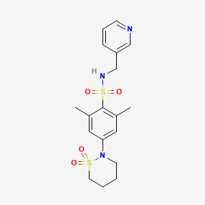 molecular formula C18H23N3O4S2 B5178011 4-(1,1-dioxido-1,2-thiazinan-2-yl)-2,6-dimethyl-N-(3-pyridinylmethyl)benzenesulfonamide 